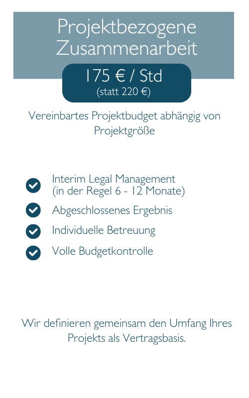 Honorar- & Leistungsübersicht: Interim Legal